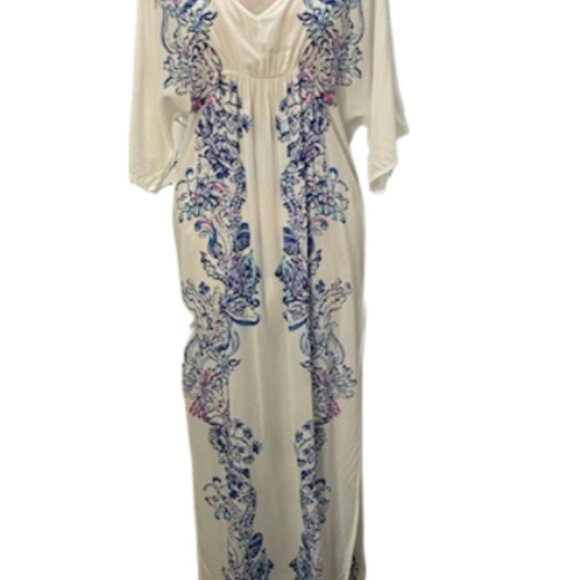 LILLY PULITZER Target Womens XS White Airy Maxi Caftan Cover Up Beach Resortwear - Picture 3 of 8